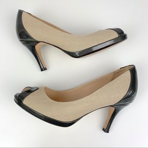 Cole Haan//Nike Air Peep Toe Linen, Patent Heels